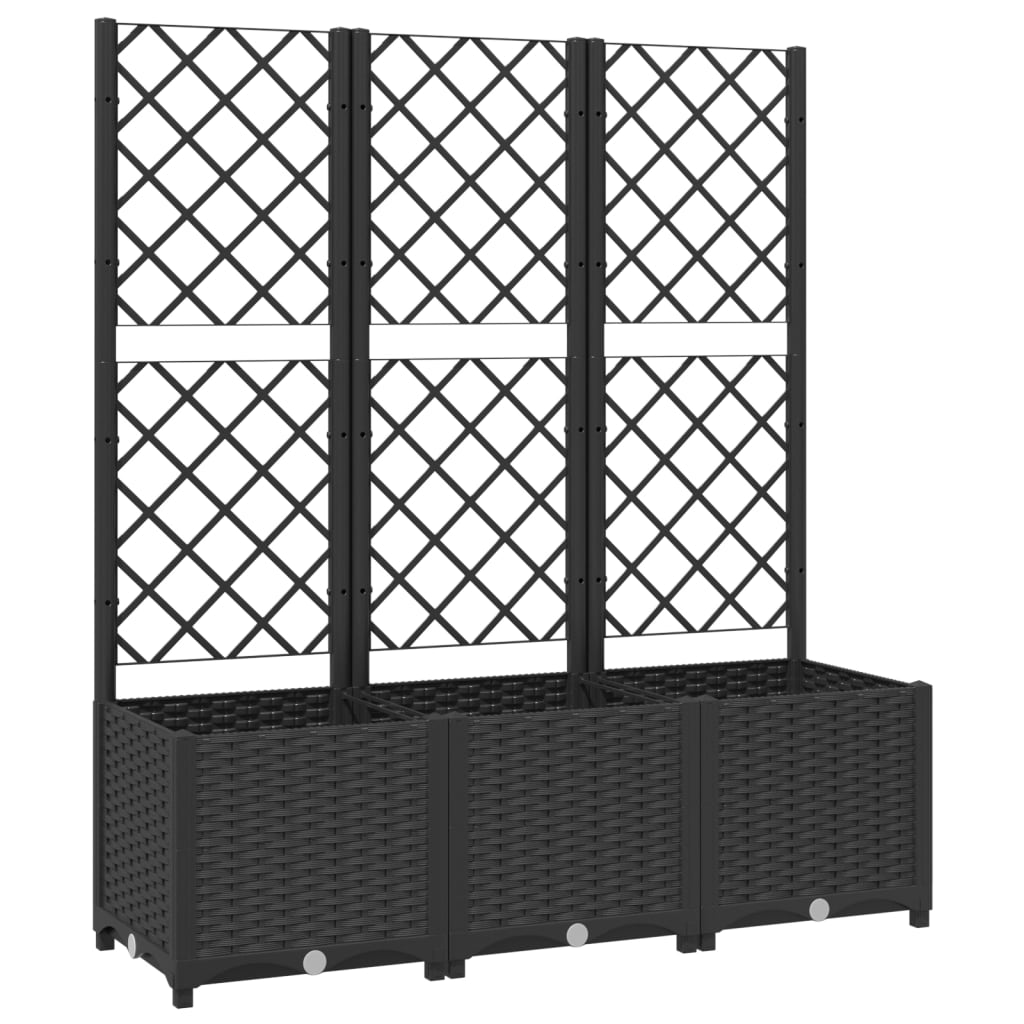 Plantenbak Met Latwerk Polypropeen 120 x 40 x 136 cm Zwart