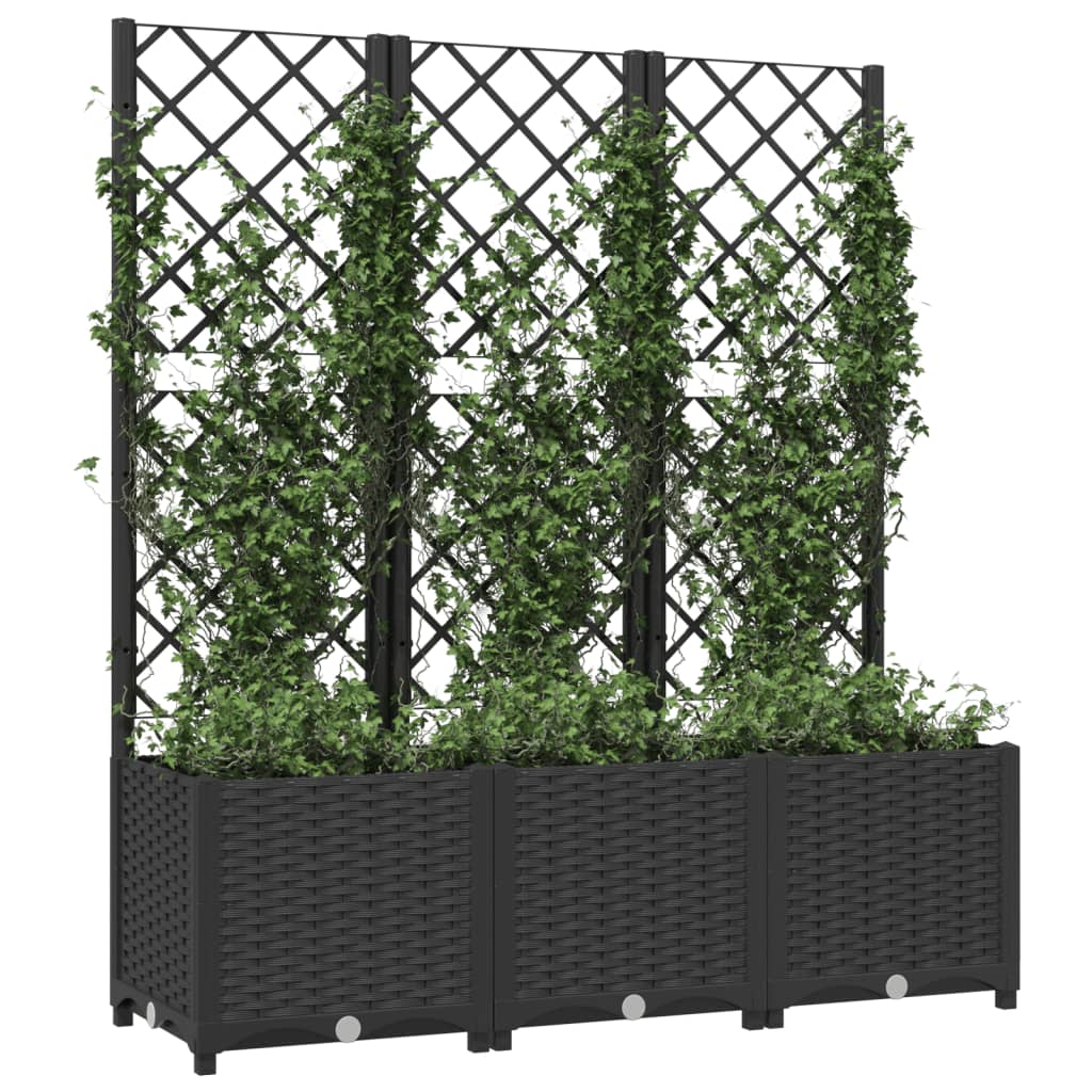 Plantenbak Met Latwerk Polypropeen 120 x 40 x 136 cm Zwart