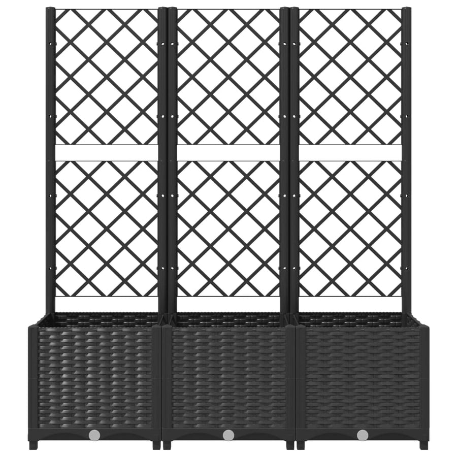Plantenbak Met Latwerk Polypropeen 120 x 40 x 136 cm Zwart