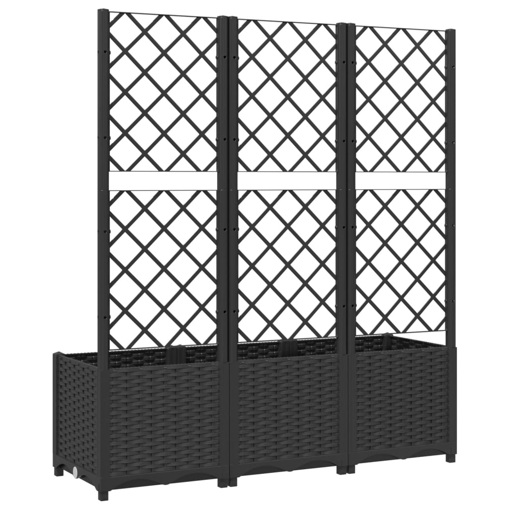 Plantenbak Met Latwerk Polypropeen 120 x 40 x 136 cm Zwart