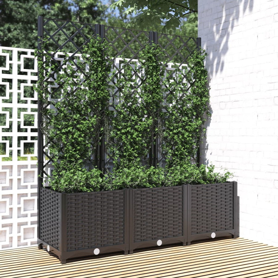 Plantenbak Met Latwerk Polypropeen 120 x 40 x 136 cm Zwart