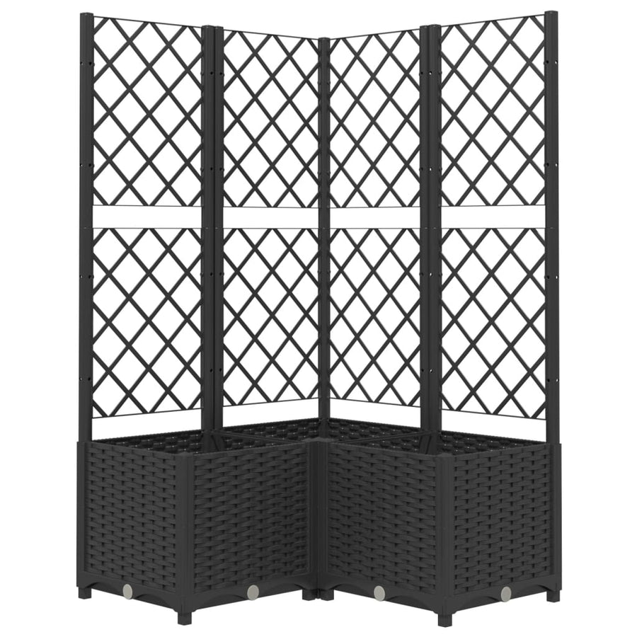 Plantenbak Met Latwerk Polypropeen 80 x 80 x 136 cm Zwart