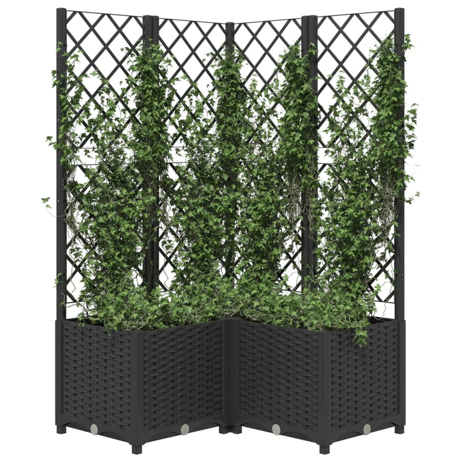 Plantenbak Met Latwerk Polypropeen 80 x 80 x 136 cm Zwart
