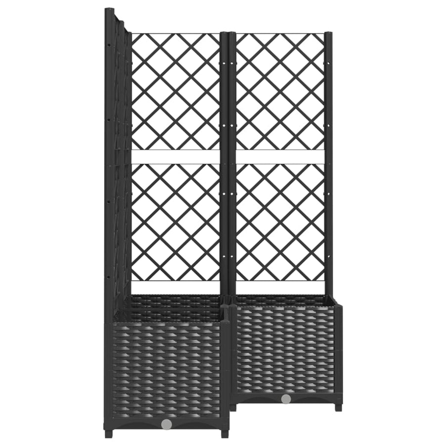 Plantenbak Met Latwerk Polypropeen 80 x 80 x 136 cm Zwart