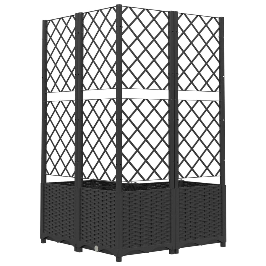 Plantenbak Met Latwerk Polypropeen 80 x 80 x 136 cm Zwart