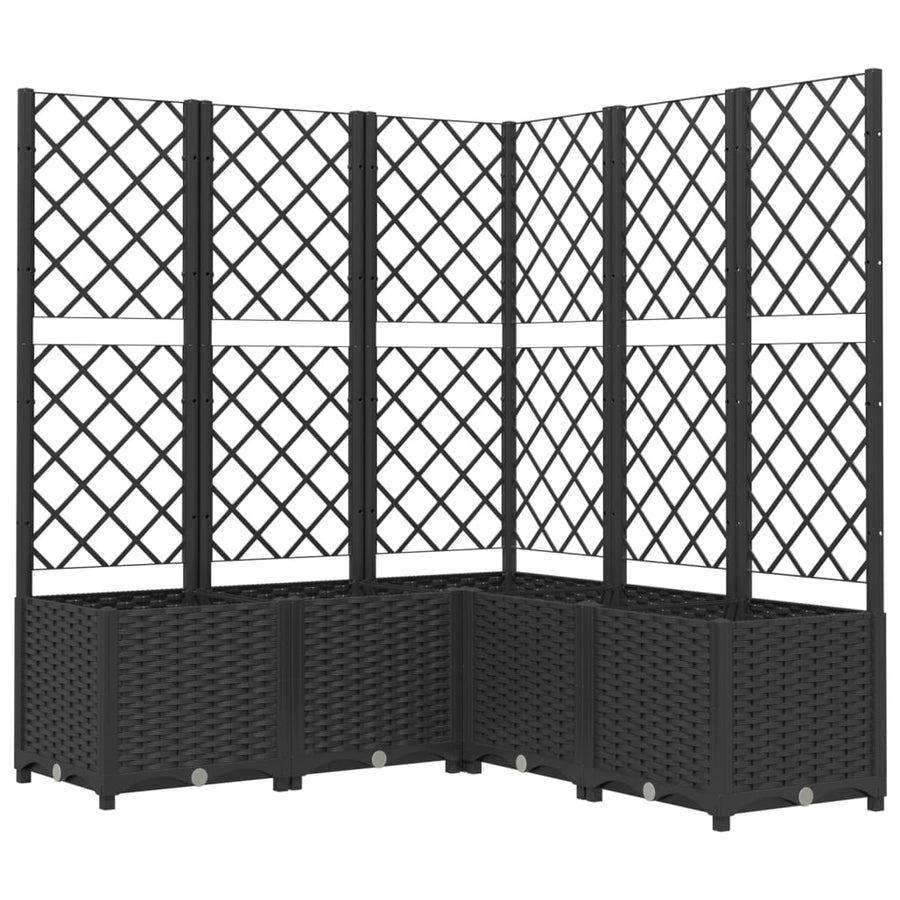 Plantenbak Met Latwerk Polypropeen 120 x 120 x 136 cm Zwart
