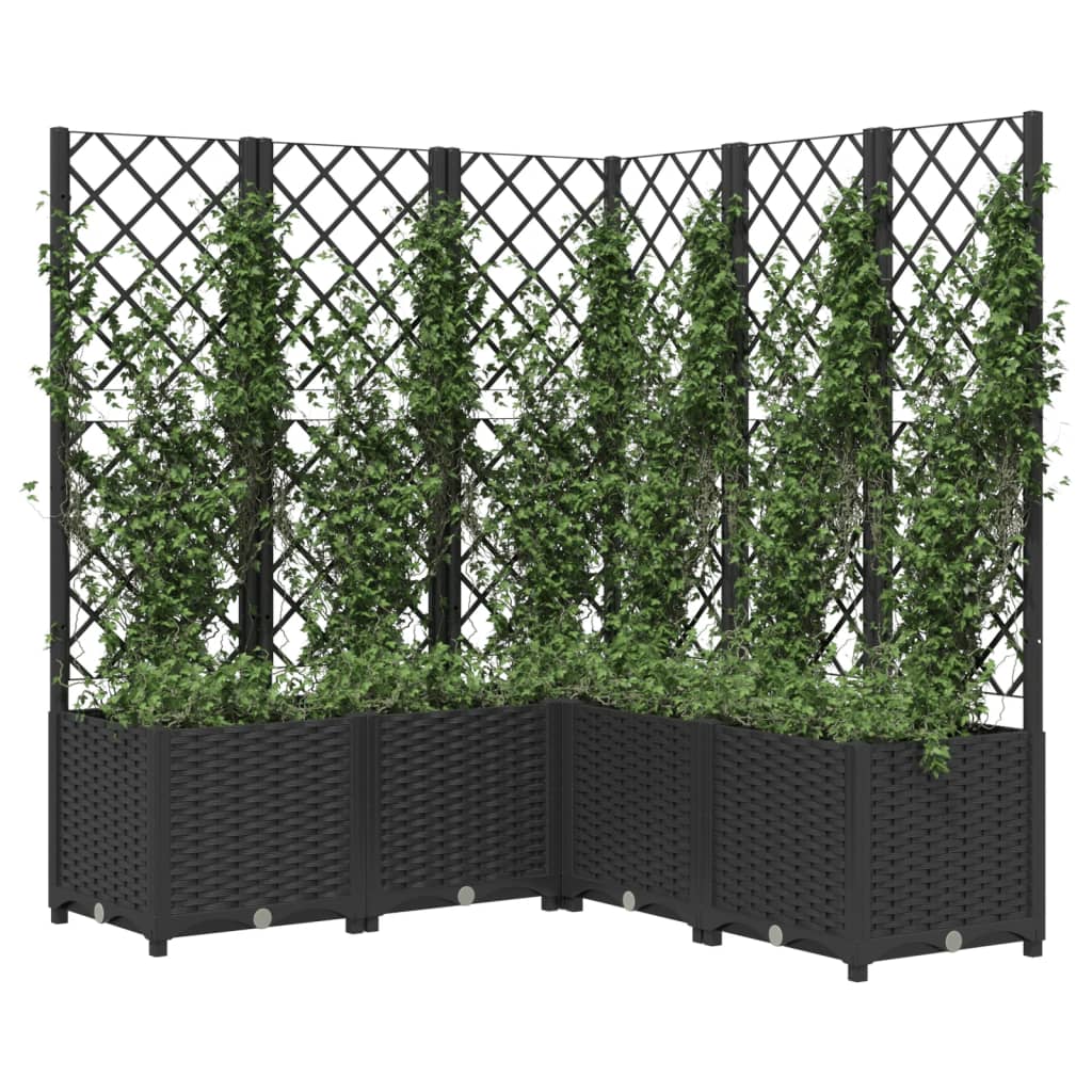 Plantenbak Met Latwerk Polypropeen 120 x 120 x 136 cm Zwart