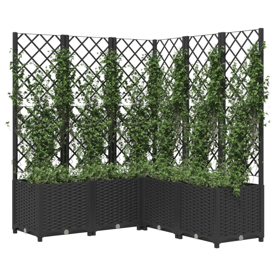 Plantenbak Met Latwerk Polypropeen 120 x 120 x 136 cm Zwart