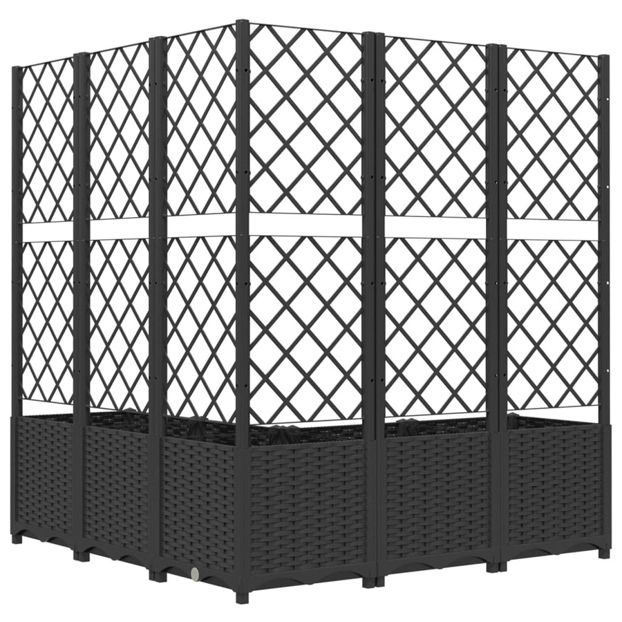 Plantenbak Met Latwerk Polypropeen 120 x 120 x 136 cm Zwart