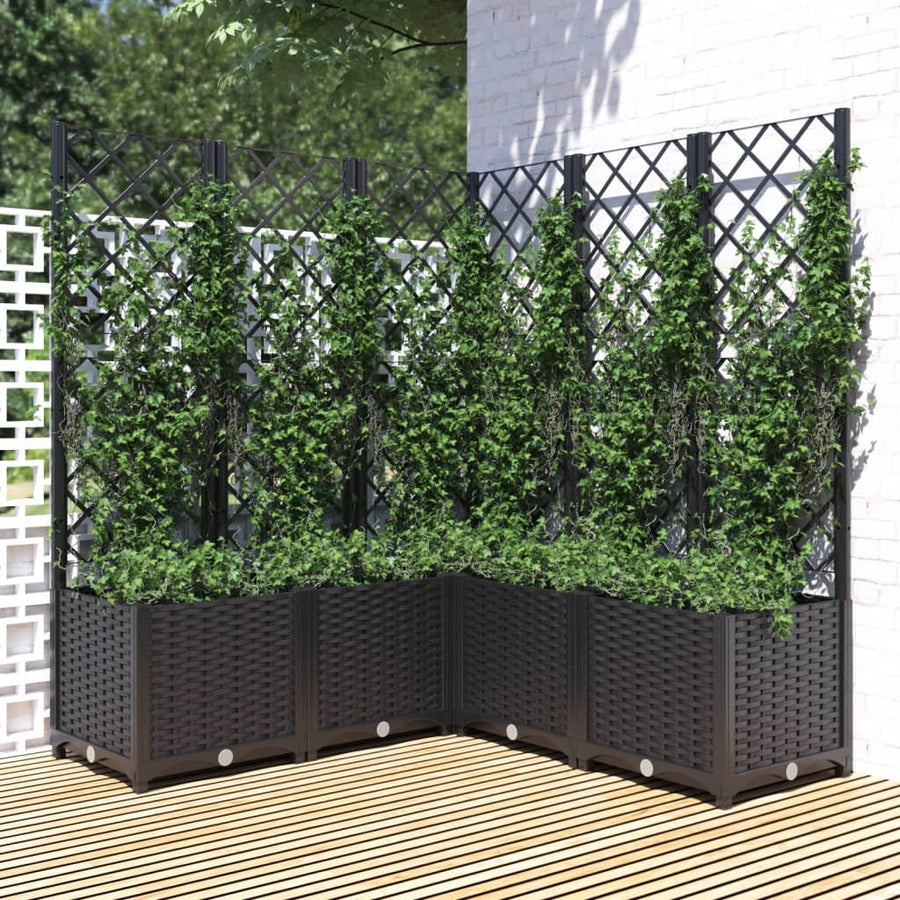 Plantenbak Met Latwerk Polypropeen 120 x 120 x 136 cm Zwart