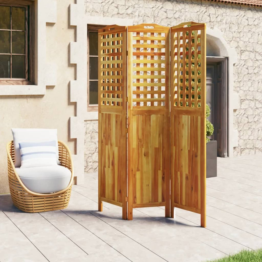 Kamerscherm Met 3 Panelen 121,5X2X180 Cm Massief Acaciahout