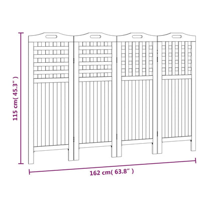 Kamerscherm met 4 panelen 162x2x115 cm massief acaciahout