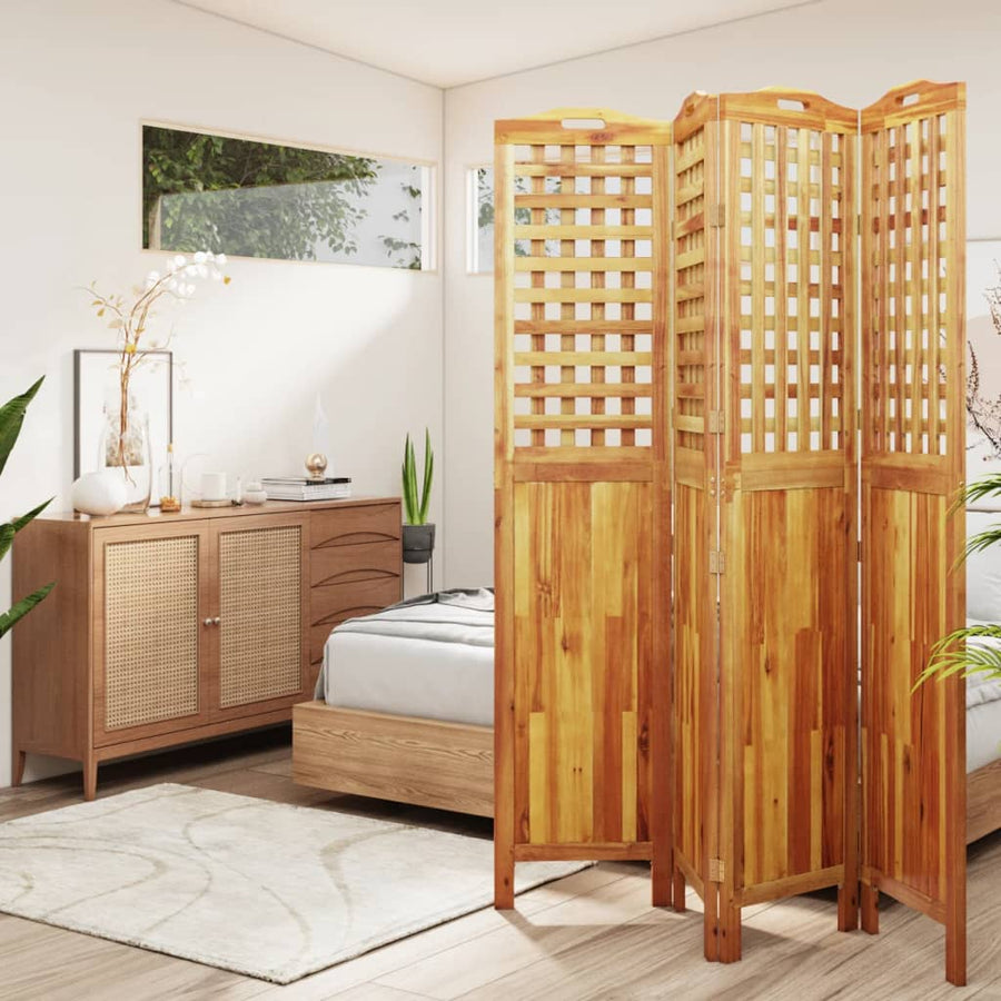 Kamerscherm Met 4 Panelen 162X2X180 Cm Massief Acaciahout