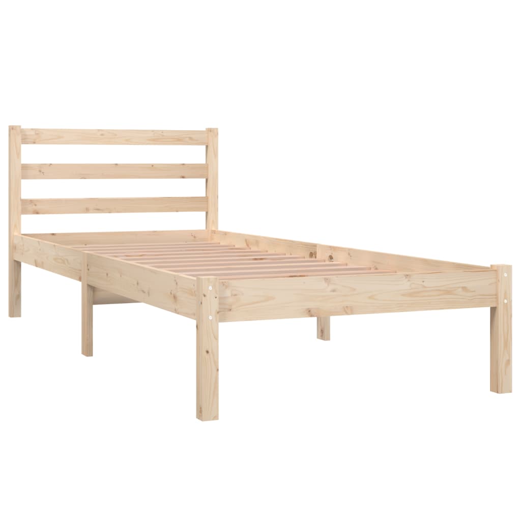 Bedframe Massief Grenenhout Zwart 75 x 190 cm Naturel