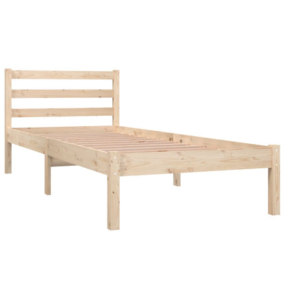 Bedframe Massief Grenenhout Zwart 75 x 190 cm Naturel