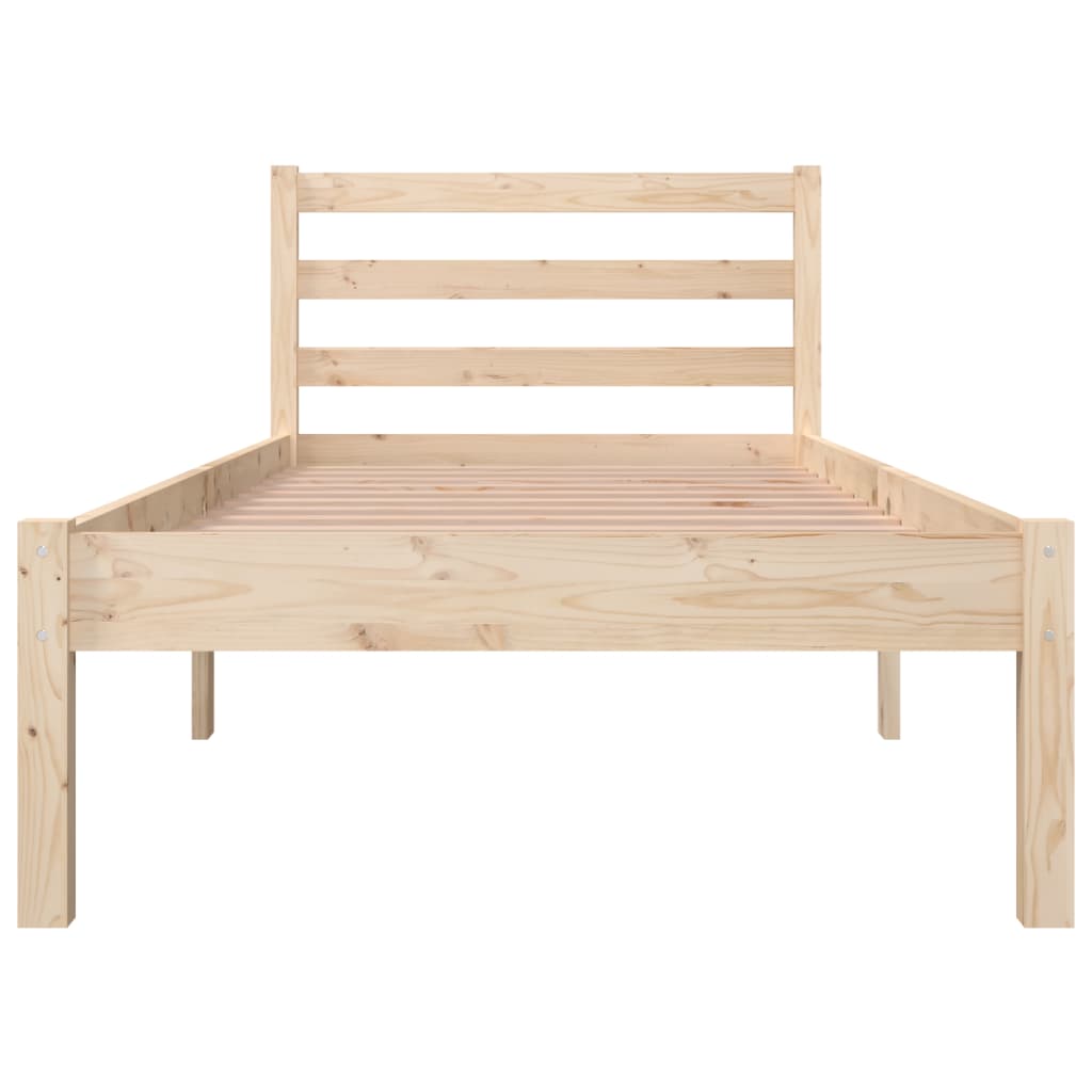 Bedframe Massief Grenenhout Zwart 75 x 190 cm Naturel