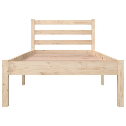Bedframe Massief Grenenhout Zwart 75 x 190 cm Naturel