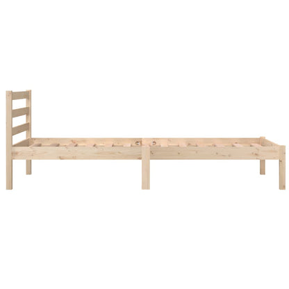Bedframe Massief Grenenhout Zwart 75 x 190 cm Naturel
