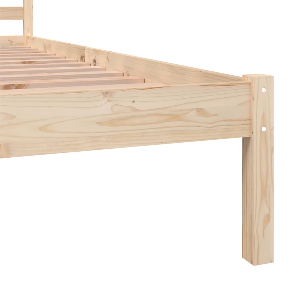Bedframe Massief Grenenhout Zwart 75 x 190 cm Naturel