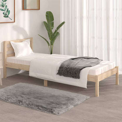 Bedframe Massief Grenenhout Zwart 75 x 190 cm Naturel