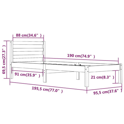 Bedframe Massief Grenenhout Single 90 x 190 cm Naturel