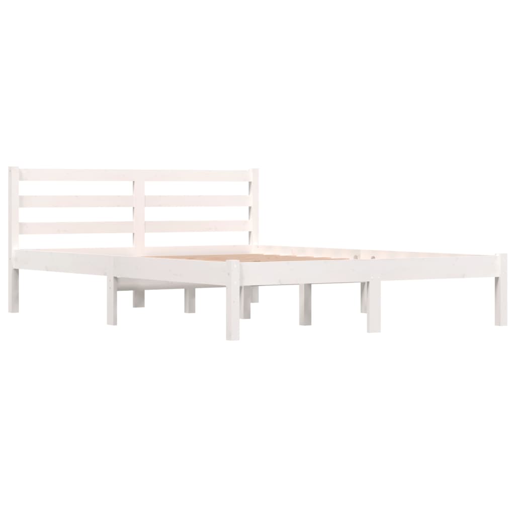 Bedframe Massief Grenenhout 4Ft6 Double 135 x 190 cm Wit