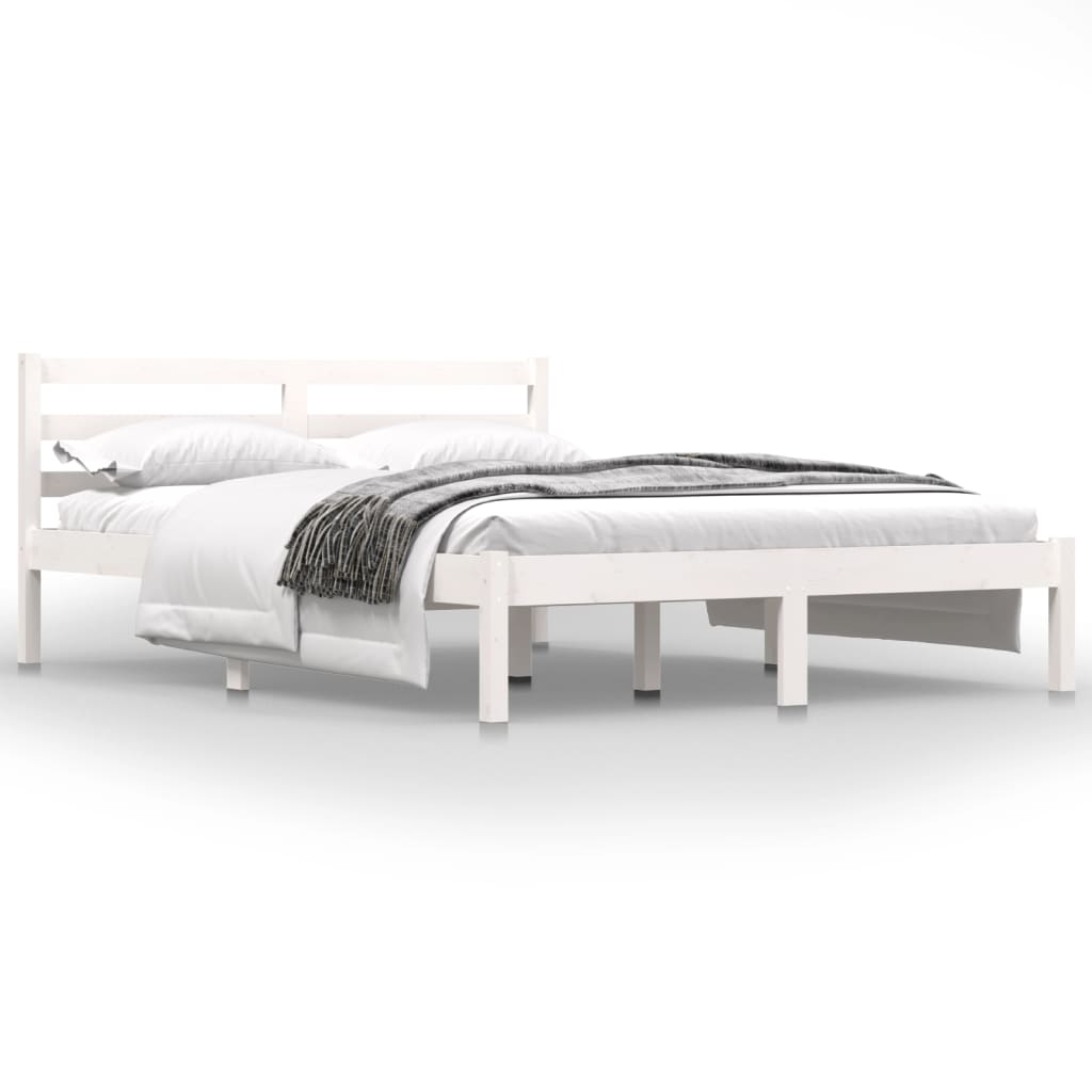 Bedframe Massief Grenenhout 4Ft6 Double 135 x 190 cm Wit