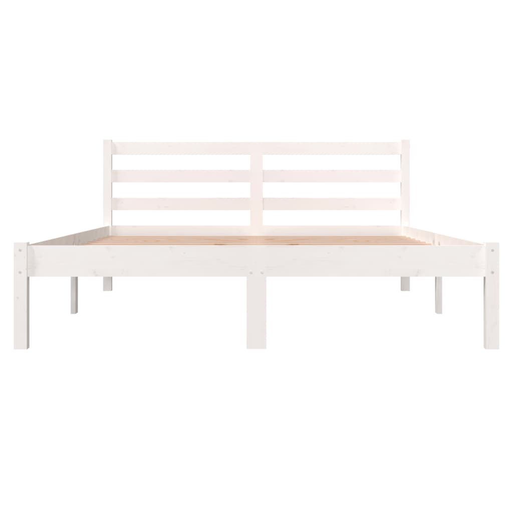 Bedframe Massief Grenenhout 4Ft6 Double 135 x 190 cm Wit