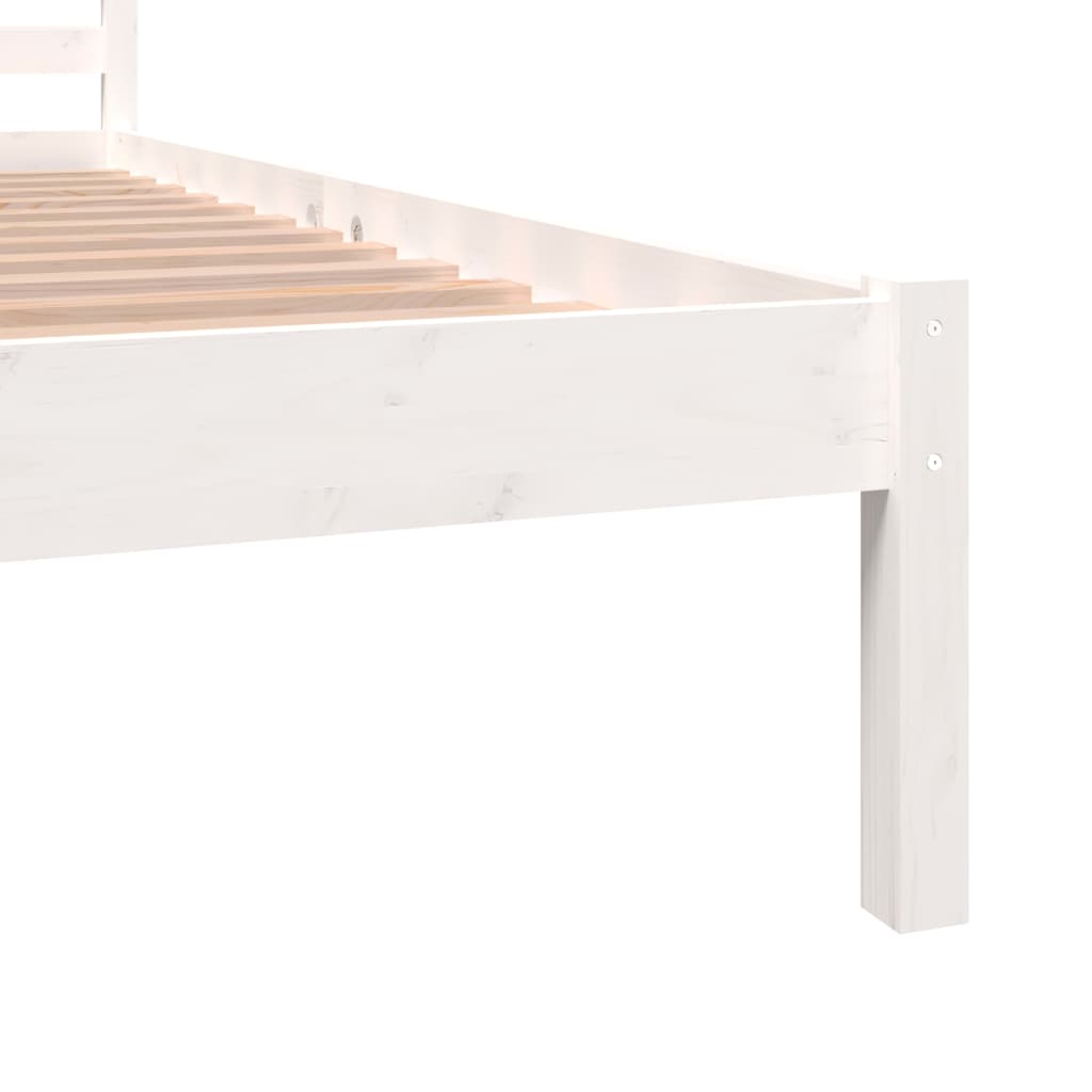 Bedframe Massief Grenenhout 4Ft6 Double 135 x 190 cm Wit