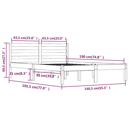 Bedframe Massief Grenenhout 4Ft6 Double 135 x 190 cm Wit