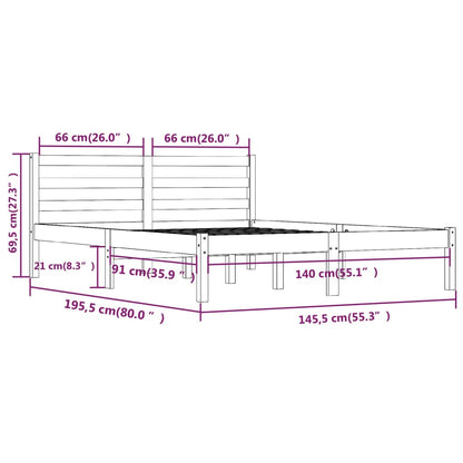 Bedframe Massief Grenenhout 140 x 190 cm Naturel