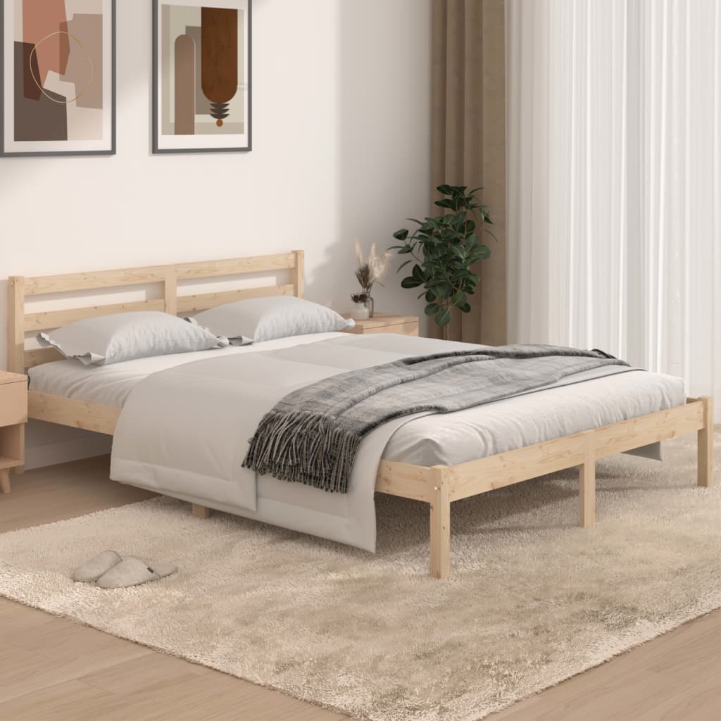 Bedframe Massief Grenenhout 140 x 190 cm Naturel