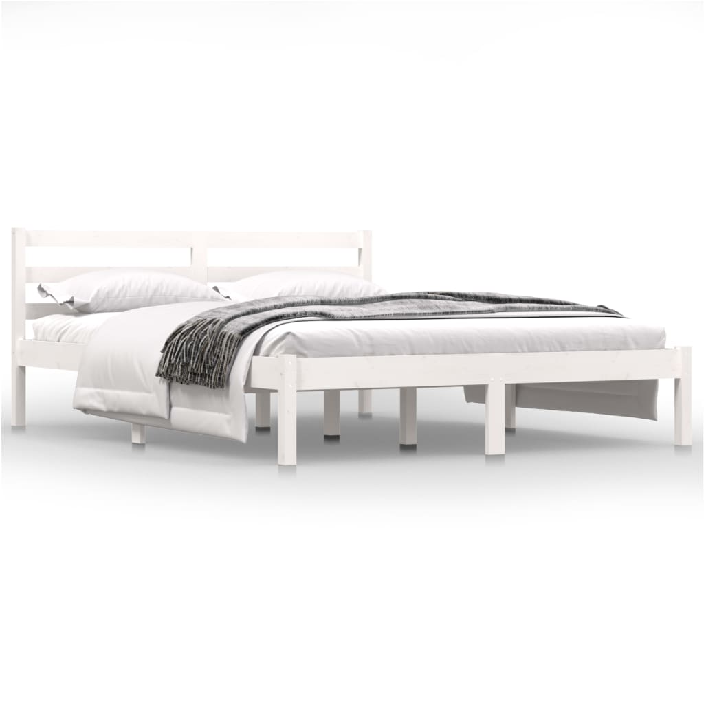 Bedframe Massief Grenenhout 140 x 190 cm Wit