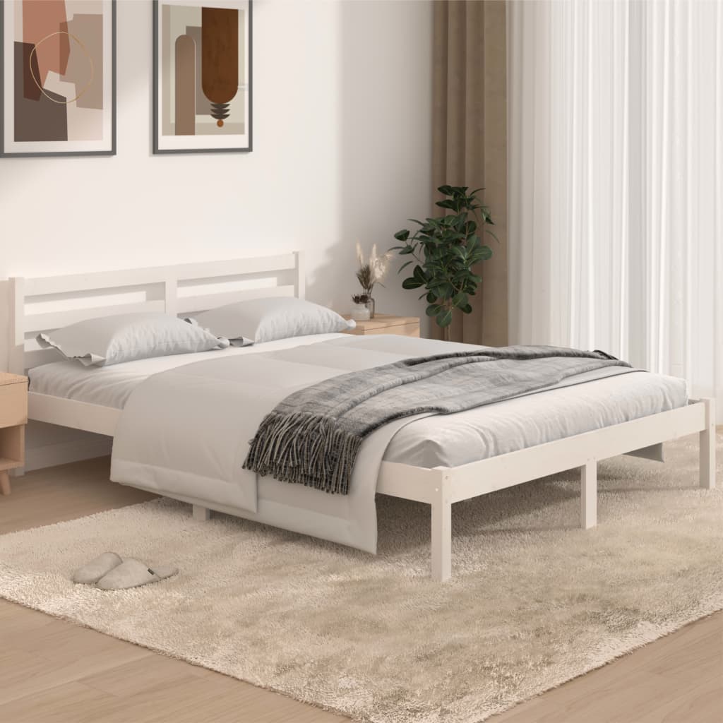 Bedframe Massief Grenenhout 140 x 190 cm Wit