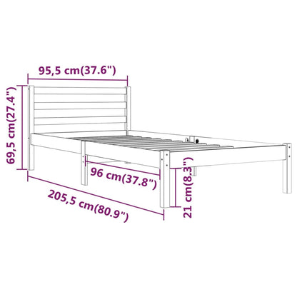 Bedframe Massief Grenenhout 90 x 200 cm Naturel