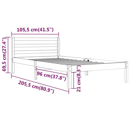 Bedframe massief grenenhout 100x200 cm 100 x 200 cm Naturel