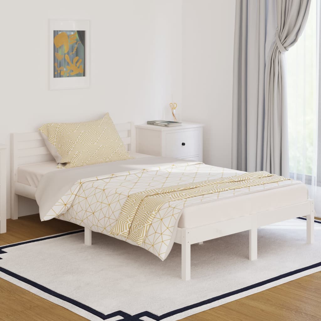 Bedframe Massief Grenenhout 120 x 200 cm Wit