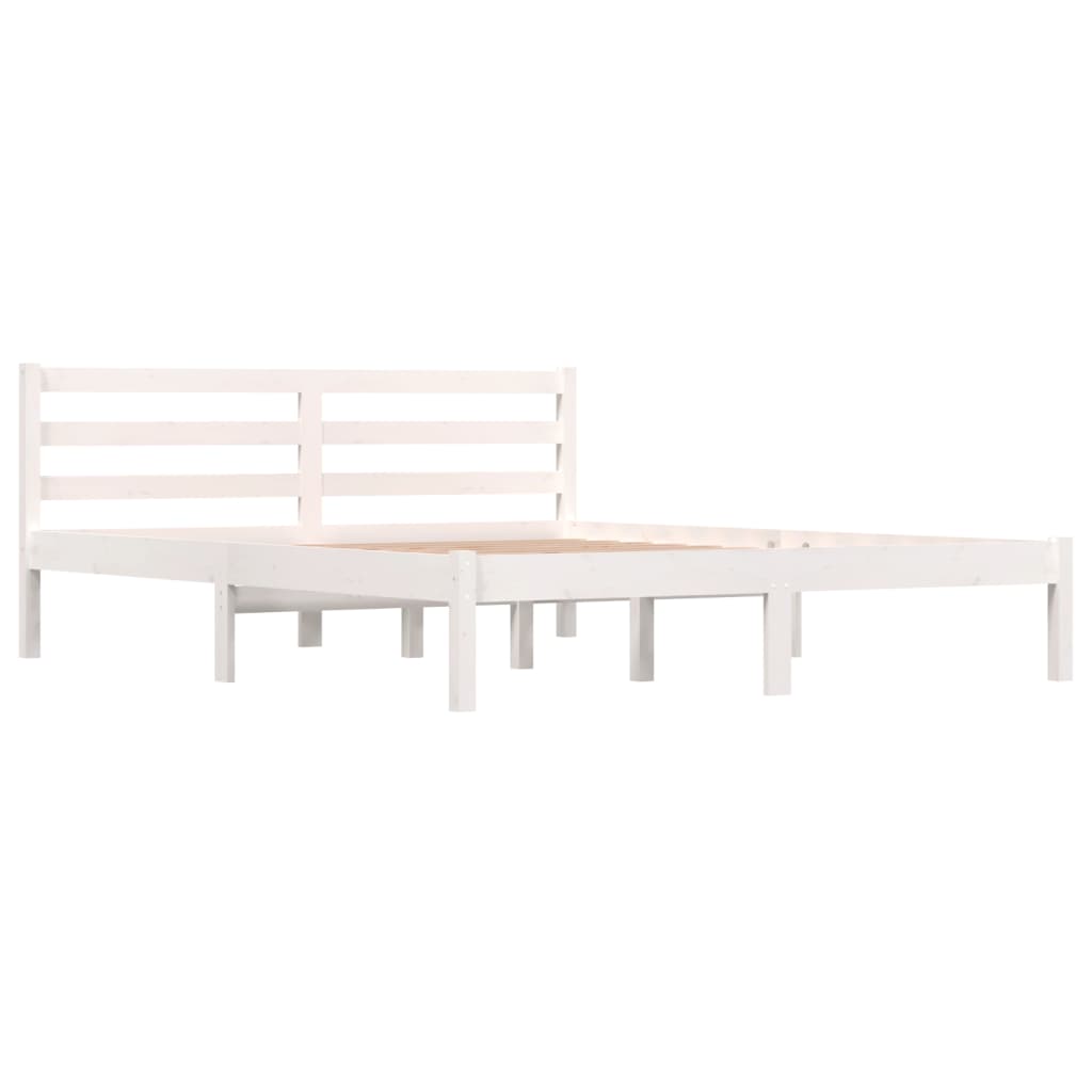 Bedframe Massief Grenenhout 5Ft King Size 150 x 200 cm Wit