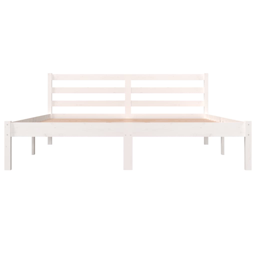 Bedframe Massief Grenenhout 5Ft King Size 150 x 200 cm Wit