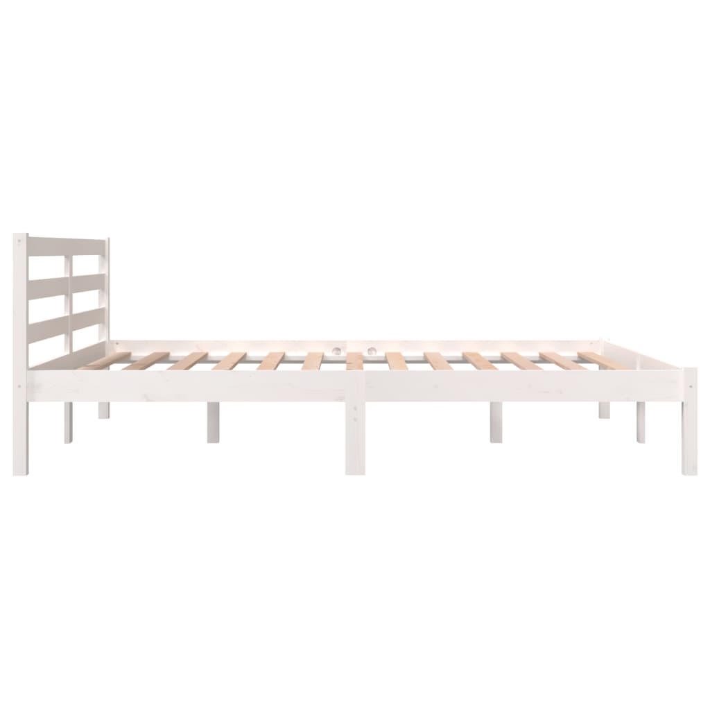 Bedframe Massief Grenenhout 5Ft King Size 150 x 200 cm Wit
