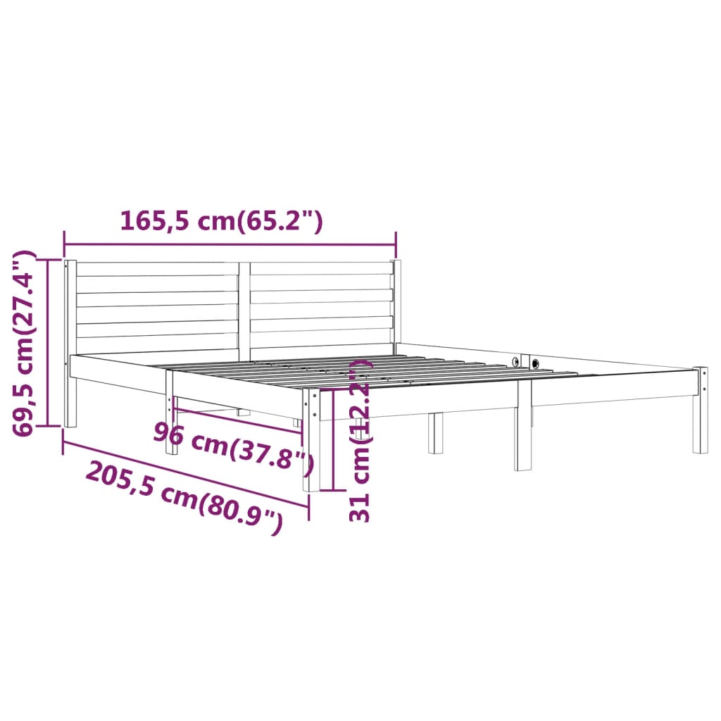 Bedframe Massief Grenenhout 160 x 200 cm Naturel