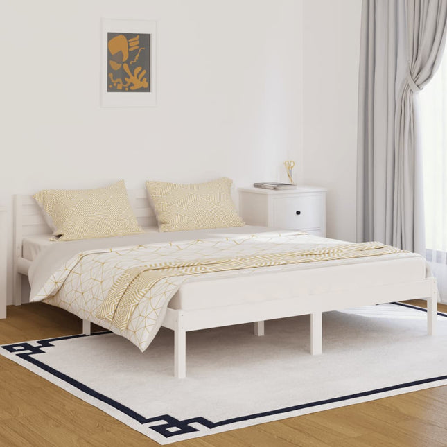 Bedframe Massief Grenenhout 160 x 200 cm Wit