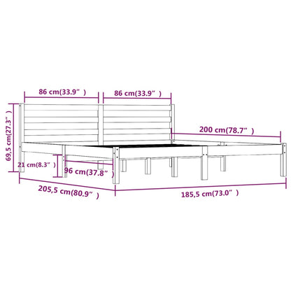Bedframe Massief Grenenhout Super King Size 180 x 200 cm Naturel