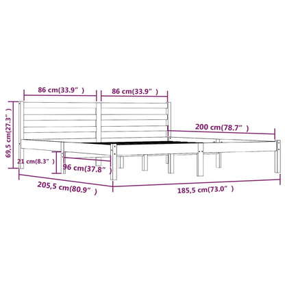 Bedframe Massief Grenenhout 6Ft Super King 180 x 200 cm Wit