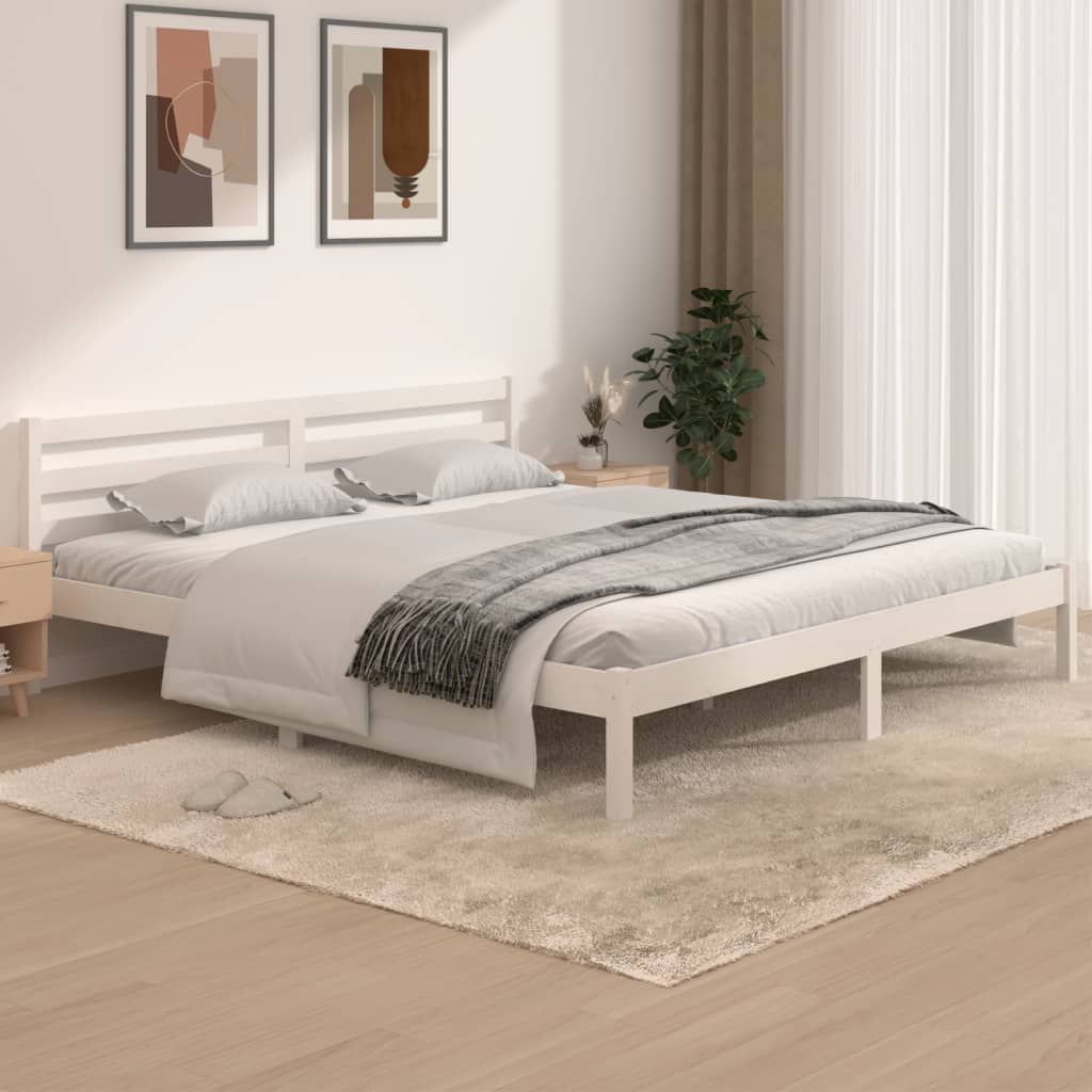 Bedframe Massief Grenenhout 6Ft Super King 180 x 200 cm Wit