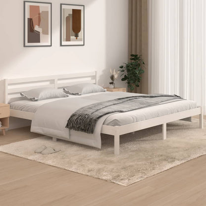 Bedframe Massief Grenenhout 6Ft Super King 180 x 200 cm Wit