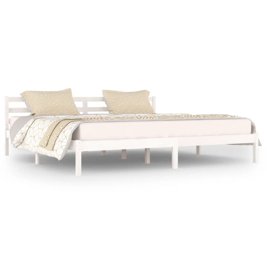 Bedframe Massief Grenenhout 200 x 200 cm Wit