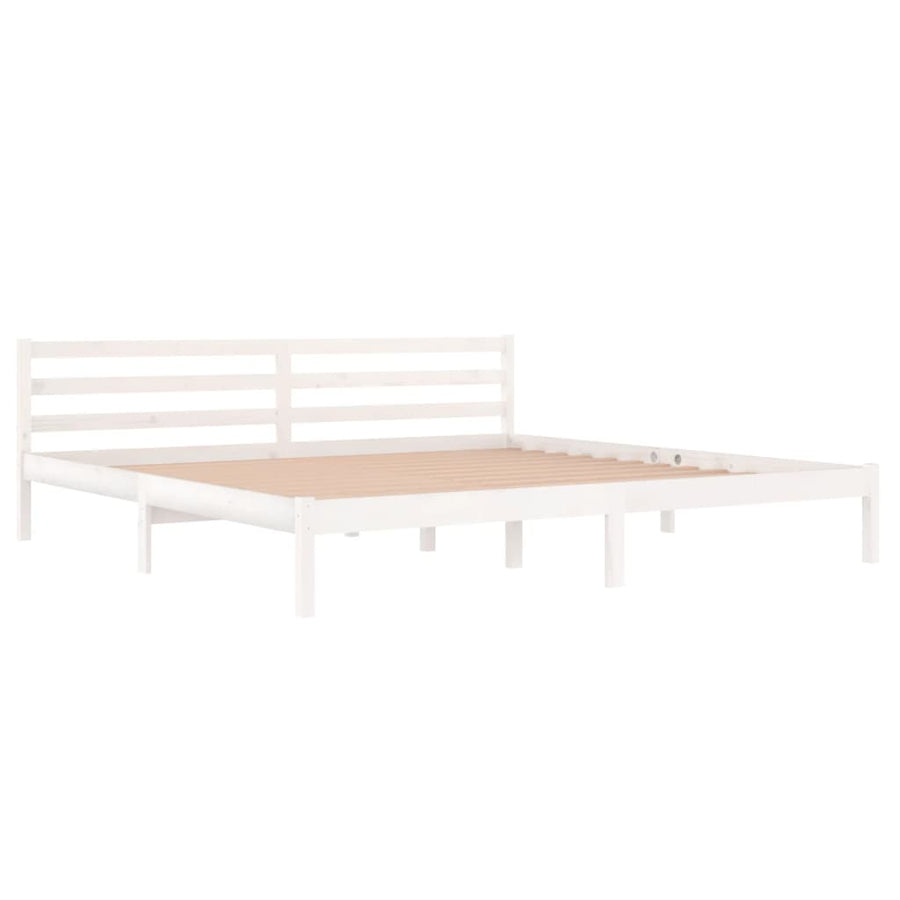 Bedframe Massief Grenenhout 200 x 200 cm Wit