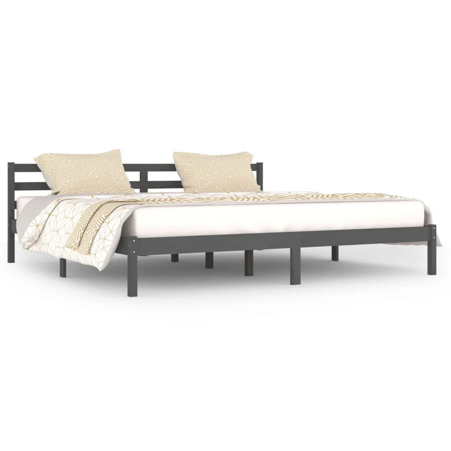Bedframe Massief Grenenhout 200 x 200 cm Grijs