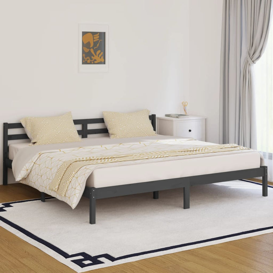 Bedframe Massief Grenenhout 200 x 200 cm Grijs